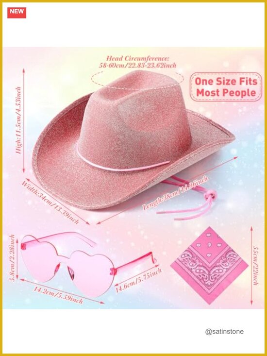 9 Pcs Adult Cowboy Hat with Paisley Bandanas and Heart Shape Sunglasses main image 4